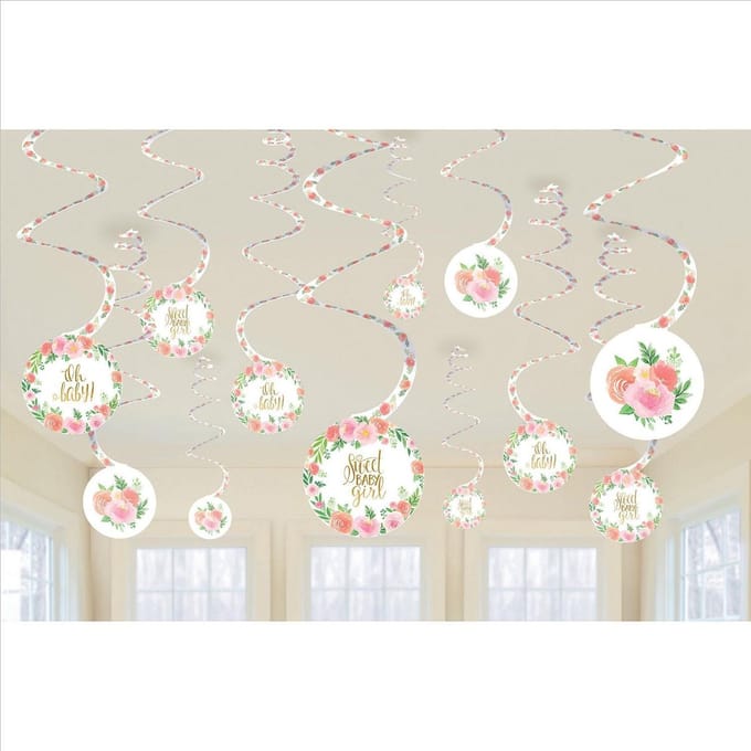 Amscan Slingers Swirl Babyshower Bloem 12 Stuks Multicolor