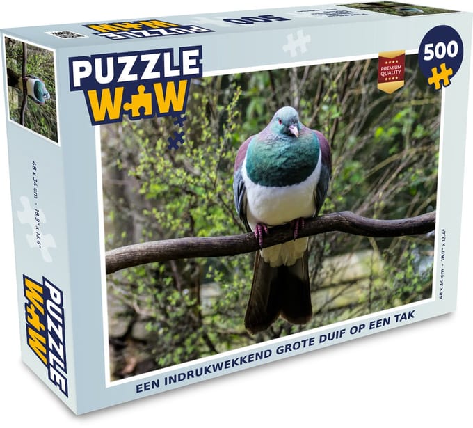 Puzzel Een indrukwekkend grote duif op een tak - Legpuzzel - Puzzel 500 stukjes