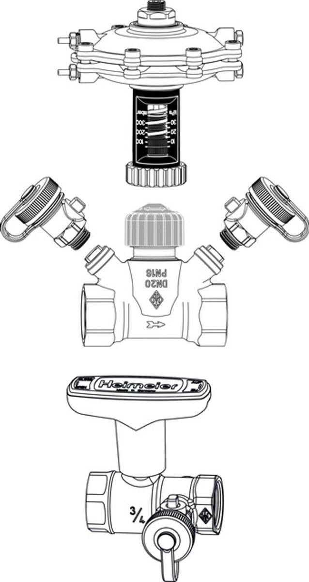 IMI Hydronic Engineering TA Differentiedrukregelaar TA-Multi Set 3 DN 25, met Globo H, ontluchting, roodbrons, 5850-04.801
