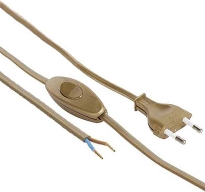Aansluitsnoer met Schakelaar - 2x0.75mm - 2m - Goud