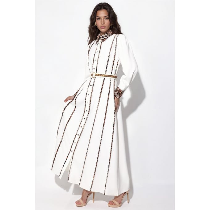Leopardprint Maxi Overhemdjurk