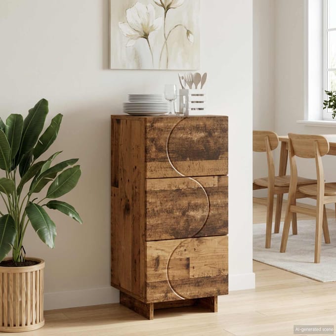 vidaXL - Dressoir - Oud - hout - 33.5 - x - 34.5 - x - 75 - cm - Bewerkt - hout