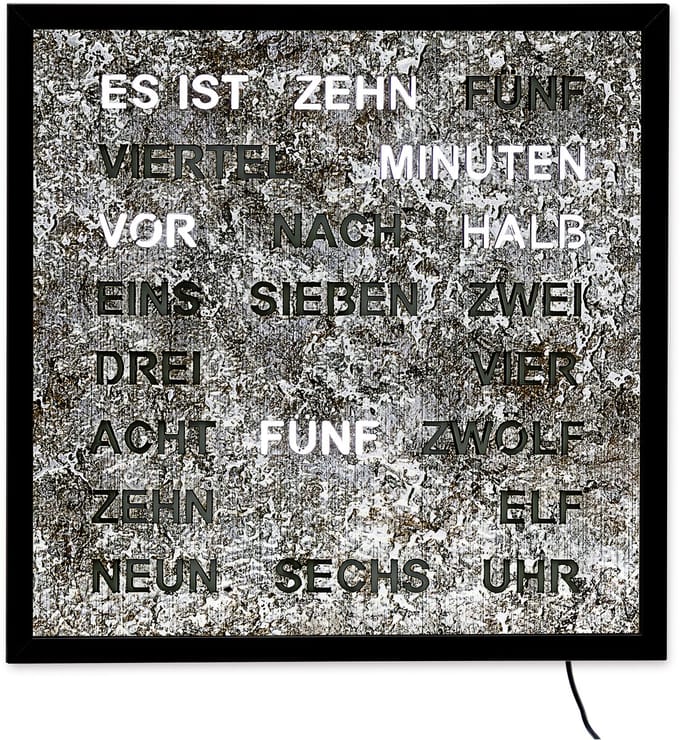 Intertime | Woordklok | Wandklok | 40x40 | Grafiet| Duits