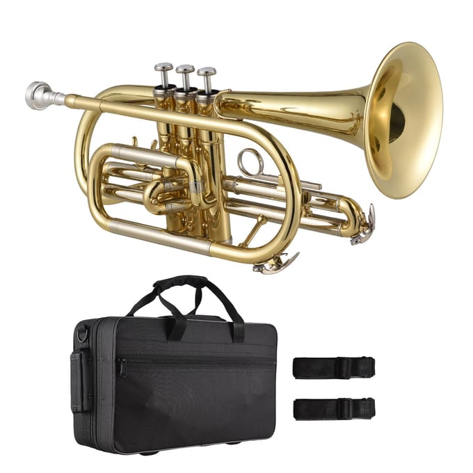 Bb Cornet Koperblaasinstrument Oppervlakteverf Goudbehandeling Professionele Koperen Cornet met Draagtas goud