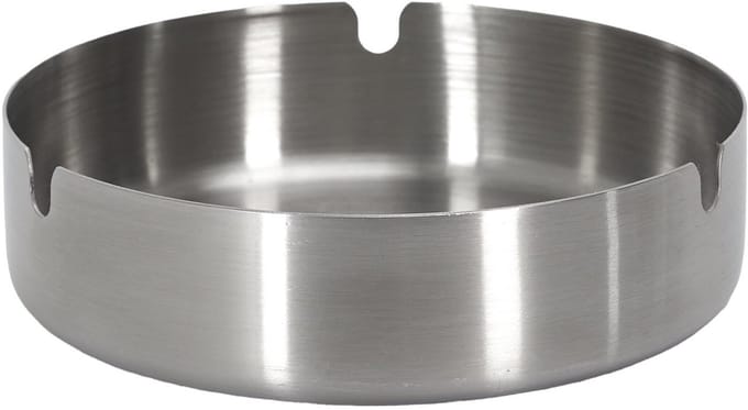 Home deco factory asbak - metaal - zilver - D12 cm - rond