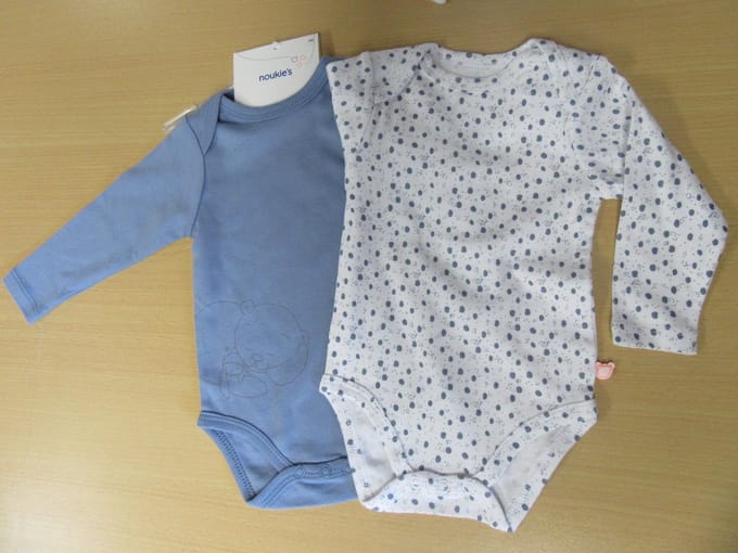 2 pack Noukie's , bodyset van 2 stuks , lange mouw blauw , 9maand 74