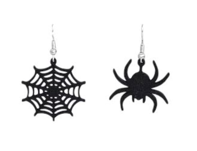 Halloween Oorbellen - Gothic - Oorhangers - Tarantula met web - 1 paar
