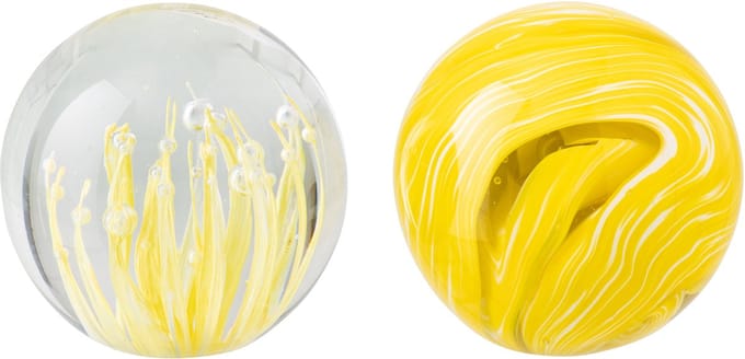 J-Line presse-papier Bal - glas - geel - medium - 2 stuks