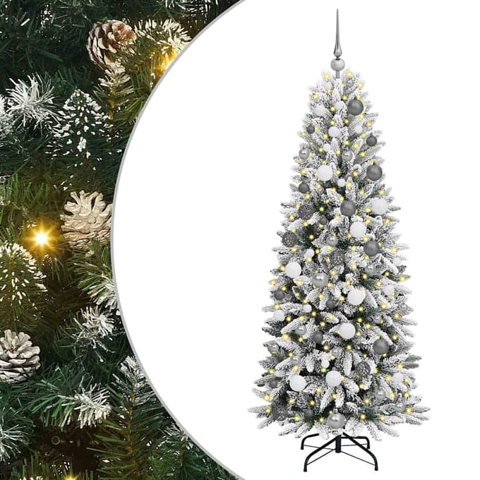 vidaXL Kunstkerstboom Wit 180 cm PVC en Plastic en Staal en PE