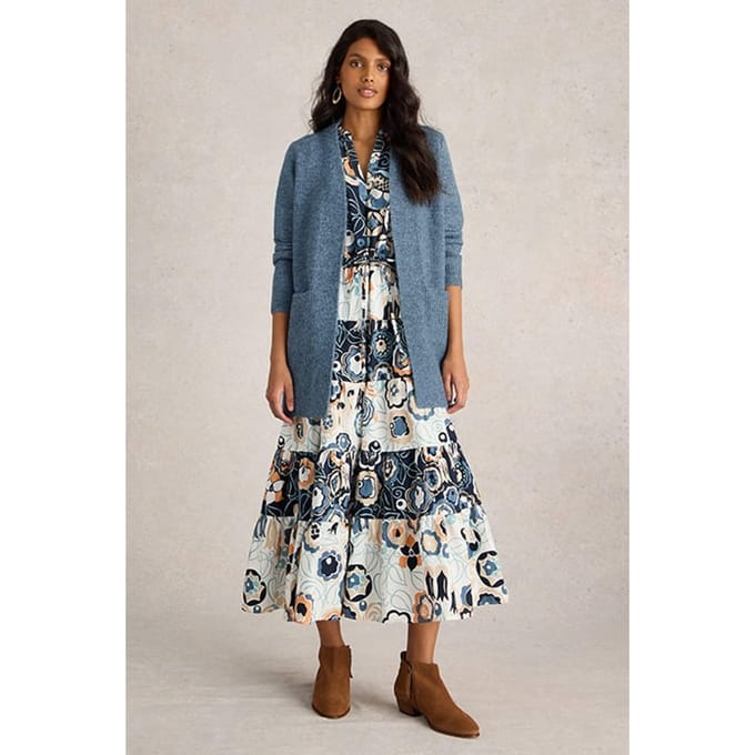 White Stuff Erin Longline Cardi Mid Blue Taglia: XL | Cardigan Outlet | Donna | Blu