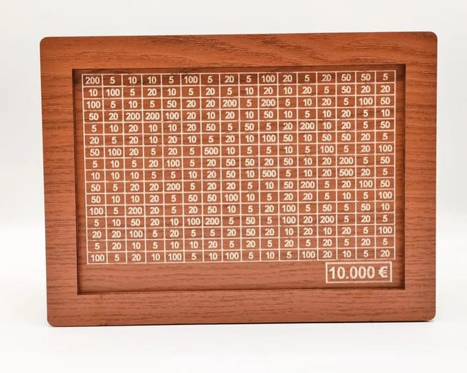 Tirelire en bois de 1000/2000/3000/5000/10000 euros avec compartiments à chiffres et objectif d'épargne