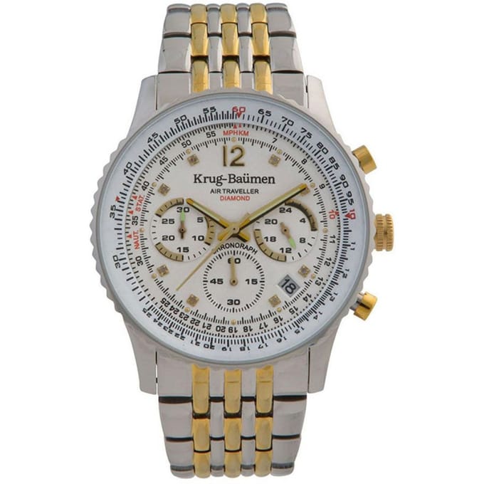 Krug Baumen 410102DS Air Traveller Diamond Heren Horloge 40mm