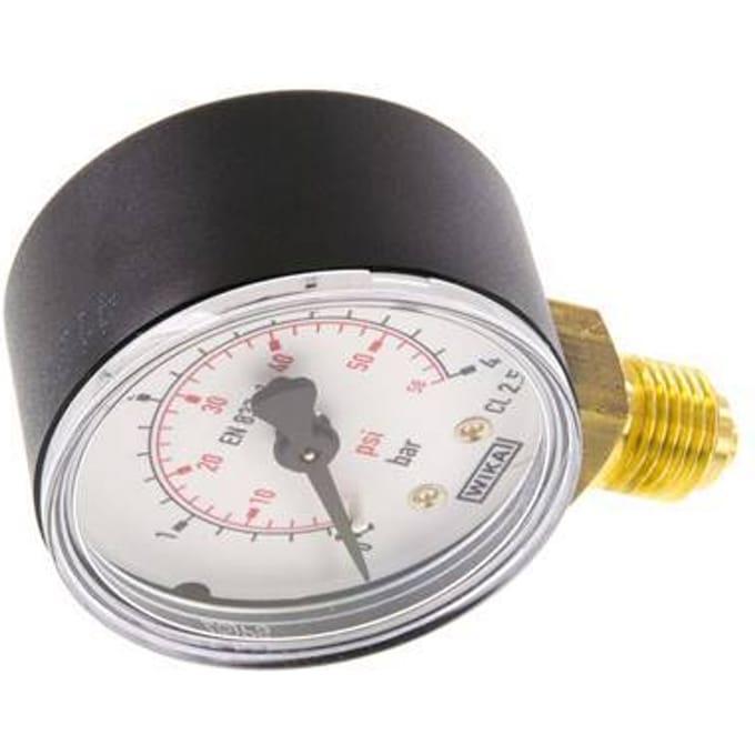 0..4 Bar Manometer Onderaansluiting Kunststof/Messing 50 mm Klasse 2.5