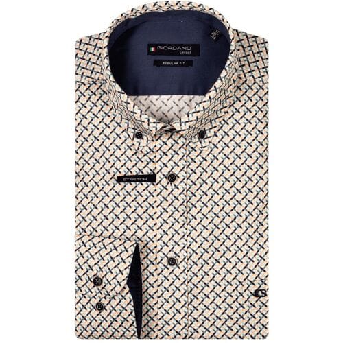 Giordano Overhemd Ivy Button Down Abstract Graphic Pattern Oranje-Multi / male