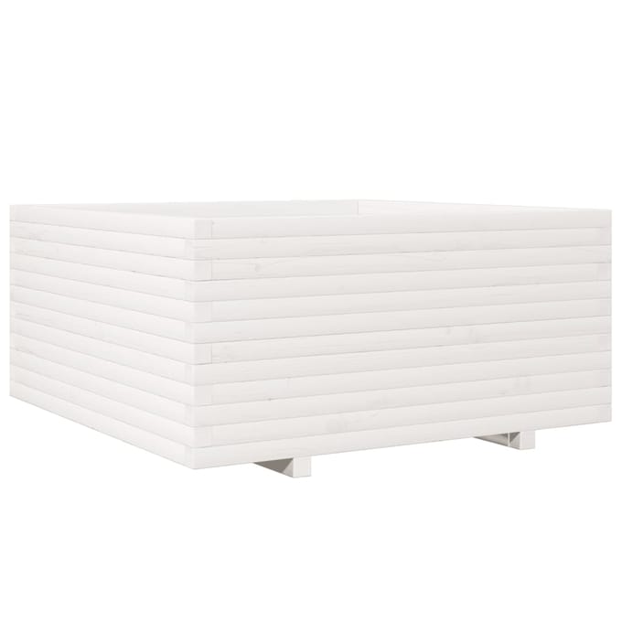 vidaXL - Plantenbak - 100x100x49,5 - cm - massief - grenenhout - wit