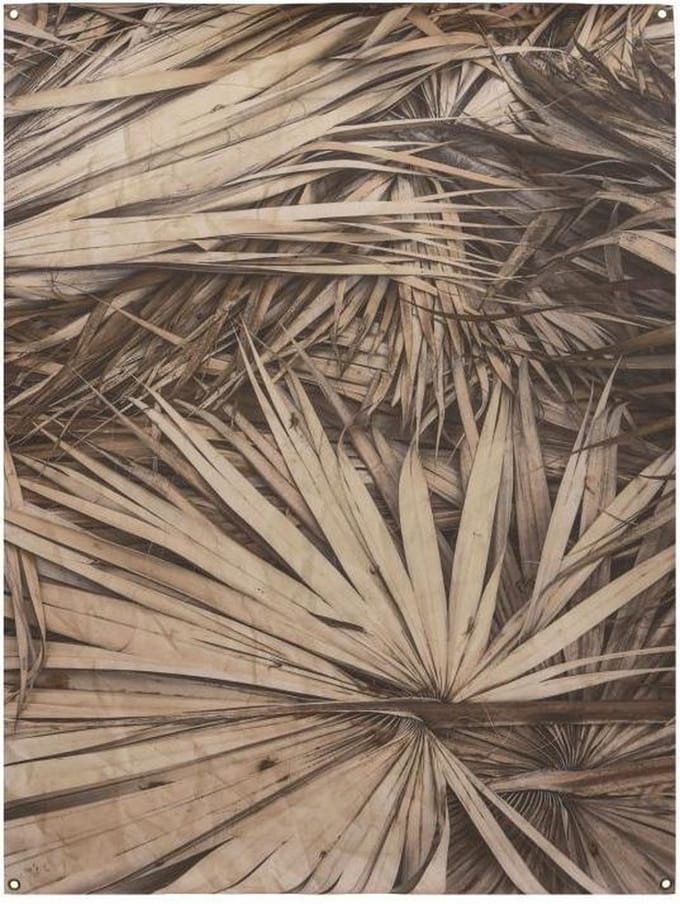 Decoris wanddoek palmblad 90x120cm beige linnen set van 2 decoratie.