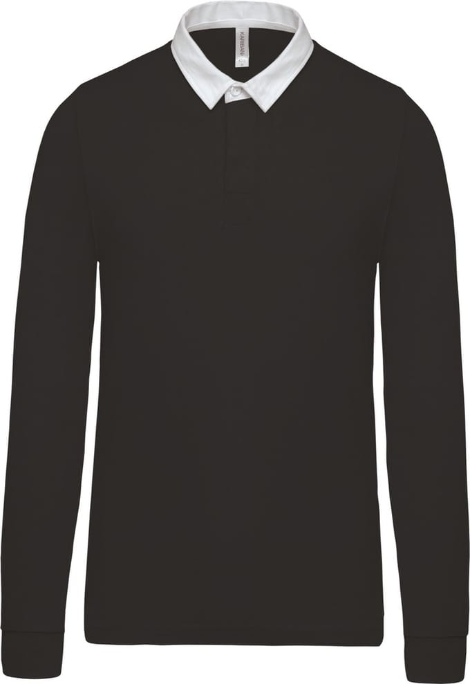 Sportieve rugbypolo met lange mouwen Black/White - S