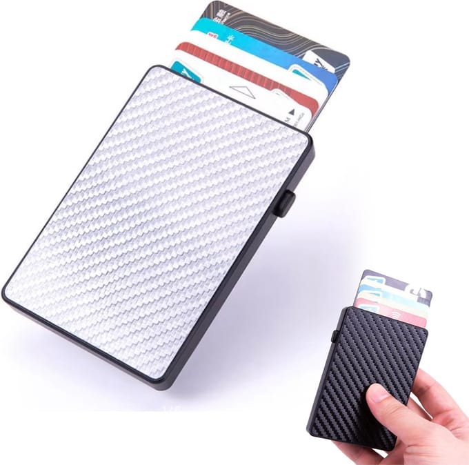 Uitschuifbare Pasjeshouder - Kaarthouder - 8 pasjes Portemonnee - Creditcardhouder Card Protector - Met RFID Technologie - Wit - LOUZIR
