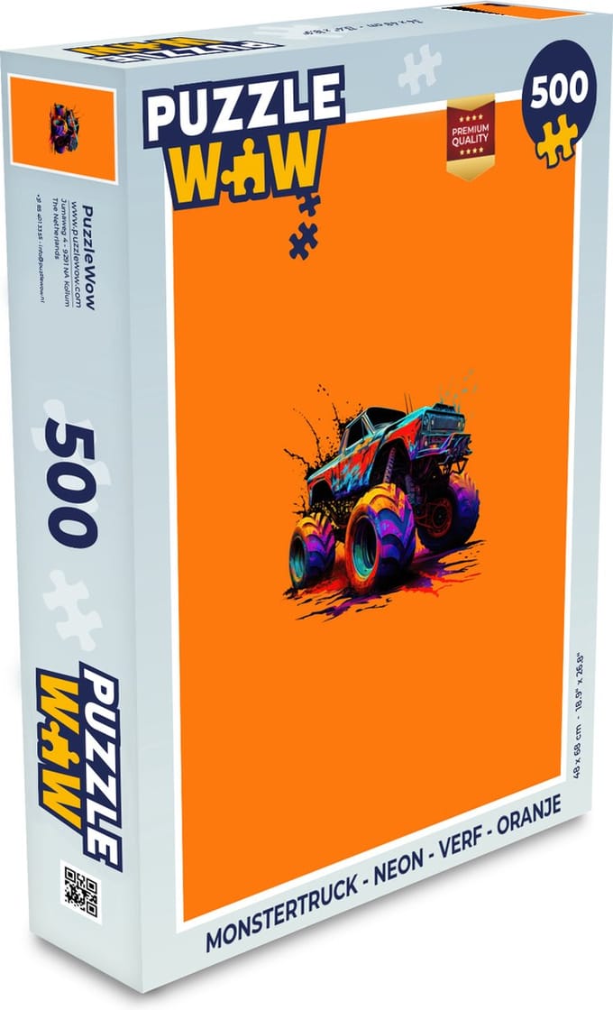 Puzzel Monstertruck - Neon - Verf - Oranje - Legpuzzel - Puzzel 500 stukjes