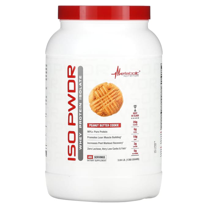 Metabolic Nutrition, ISOpwdr, Wei Eiwit Isolaat, Pindakaas Koekje, 3,04 pond (1,380 g)