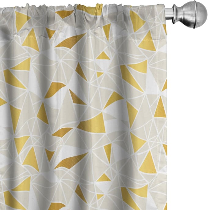 ABAKUHAUS polygonale gordijnen – 2x75x225 cm – microvezel – aardgeel eierkleur