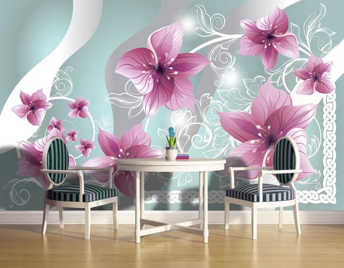 Poster | Grijs , Roze | 104 x 70,5 cm