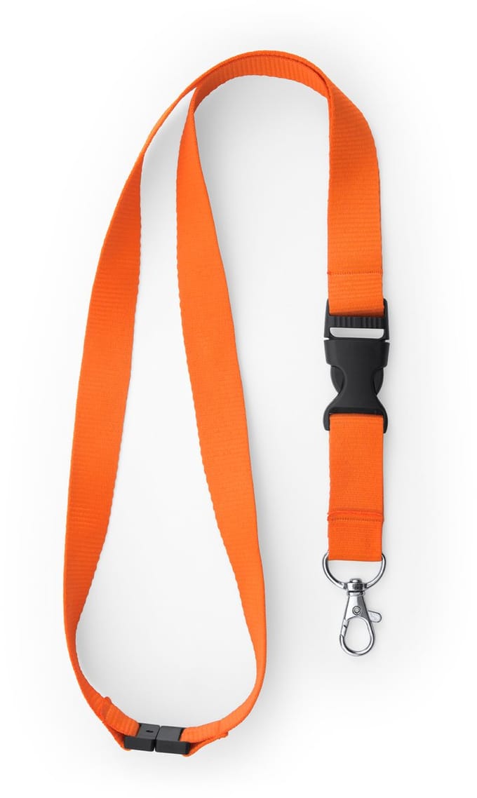 10 Keycord/lanyard koord - oranje - met sleutelhanger - 55 cm