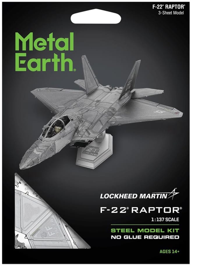 Metal Earth F-22 Raptor Vliegtuig Model 3D Metaal Bouwpakket