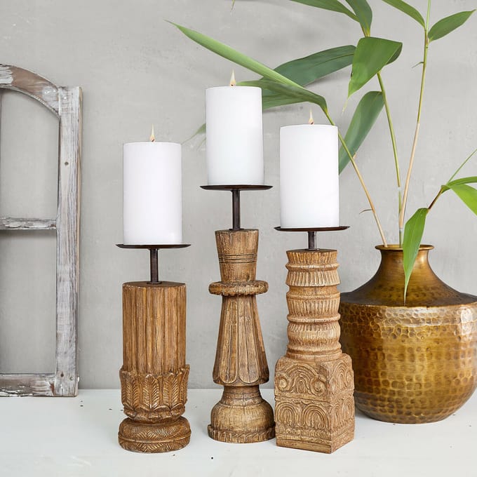 LOBERON Kandelaar set van 3 Zahirah bruin