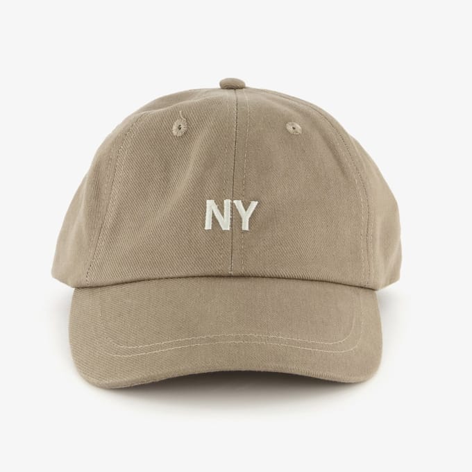 Heren pet met geborduurd NY logo bruin