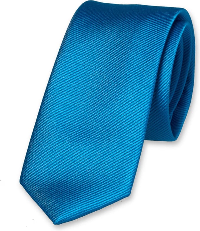 E.L. Cravatte Smalle Stropdas - Felblauw - 100% Zijde