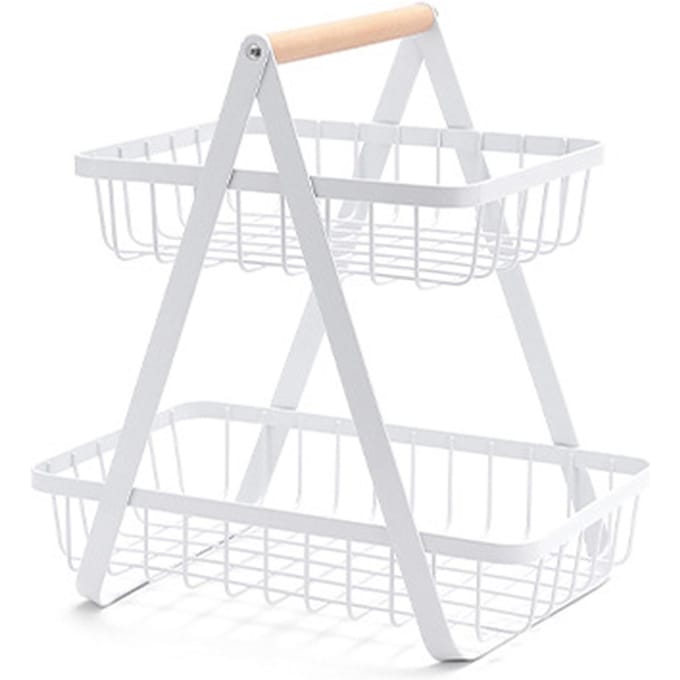 2-laags fruitmand kampeer metalen draad fruitmand opslag houder groenten snacks display standaard wit