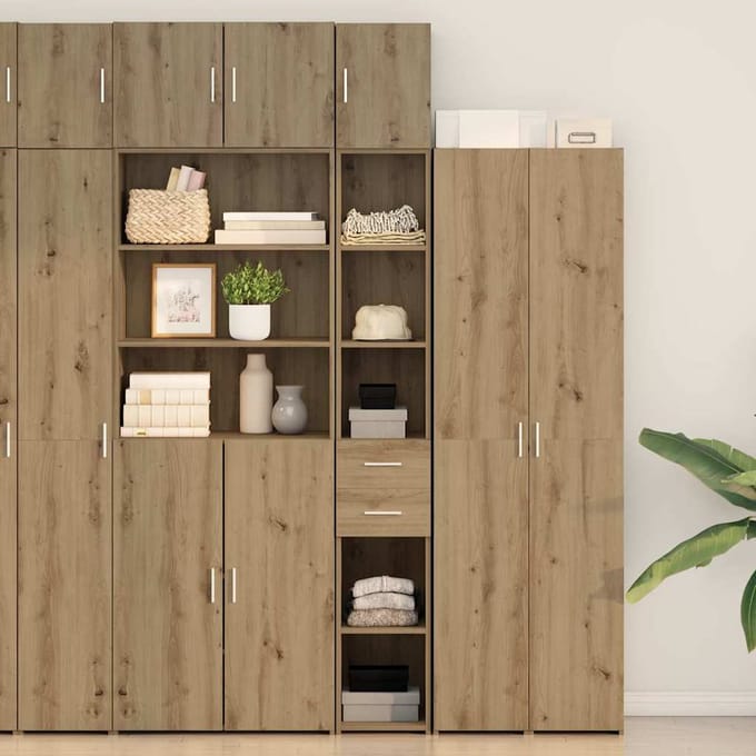 vidaXL - Opbergkast - 2 - st - Artisan - Eiken - 30 - x - 42,5 - x - 225 - cm