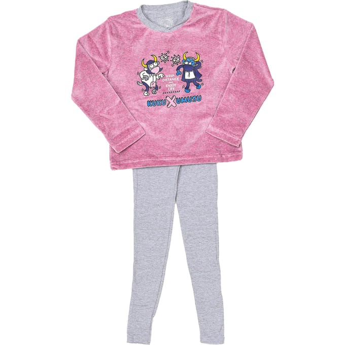 Winterpyjama met getufte afwerking en V-hals 3176 meisje