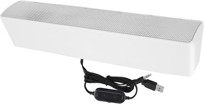 Zwarte en Witte USB Stereo Soundbar met 3.5mm Jack - Draagbare PC Speaker voor Mobiel en Computer