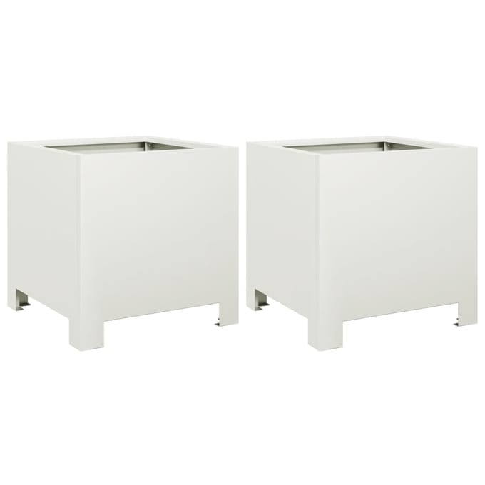 vidaXL - Plantenbakken - 2 - st - 30x30x30 - cm - staal - wit