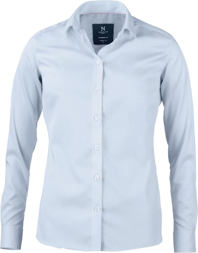 Dames Blouse Strijkvrij Portland Licht Blauw
