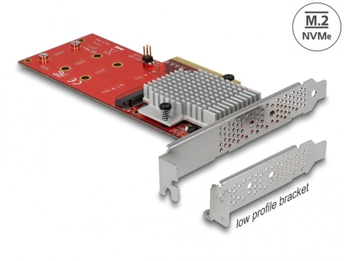 Delock PCI Express x8 Card to 2 x internal NVMe M.2 Key M - Low Profile Form Factor