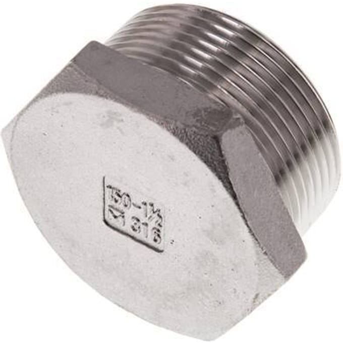 Plug R1 1/2" RVS met buitenzeskant 16 bar (224.8psi)