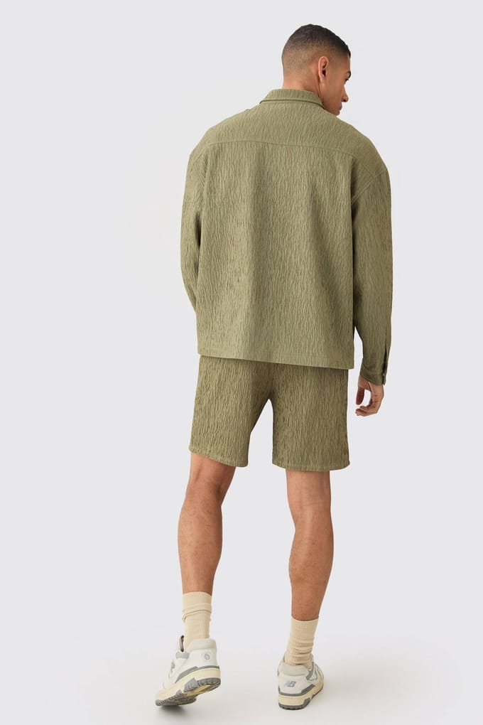 Textured Satin Oversized Fit Harrington-jas met ritssluiting | Khaki | Size 40