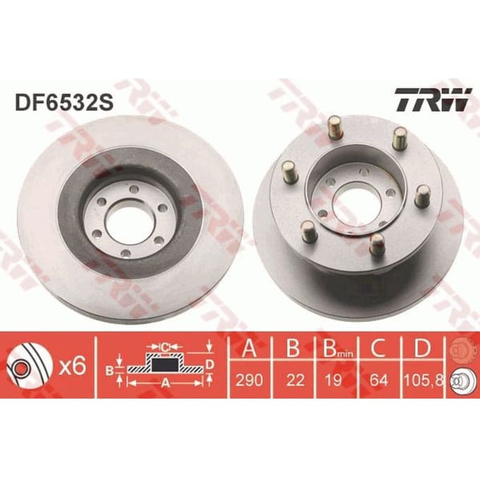 Remschijf TRW DF6532S, 1 Stuk