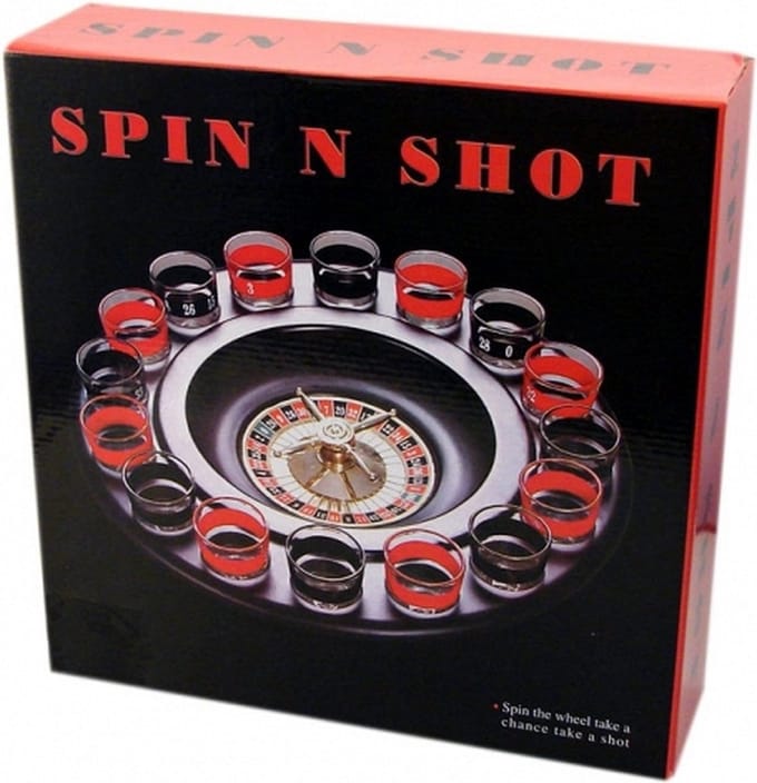 Kruger Drankspel/drinkspel - shot roulette - incl 16 shotglaasjes - spel avond