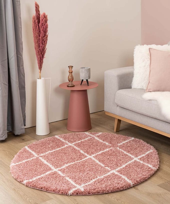 Rond berber vloerkleed - Artisan roze/wit 240