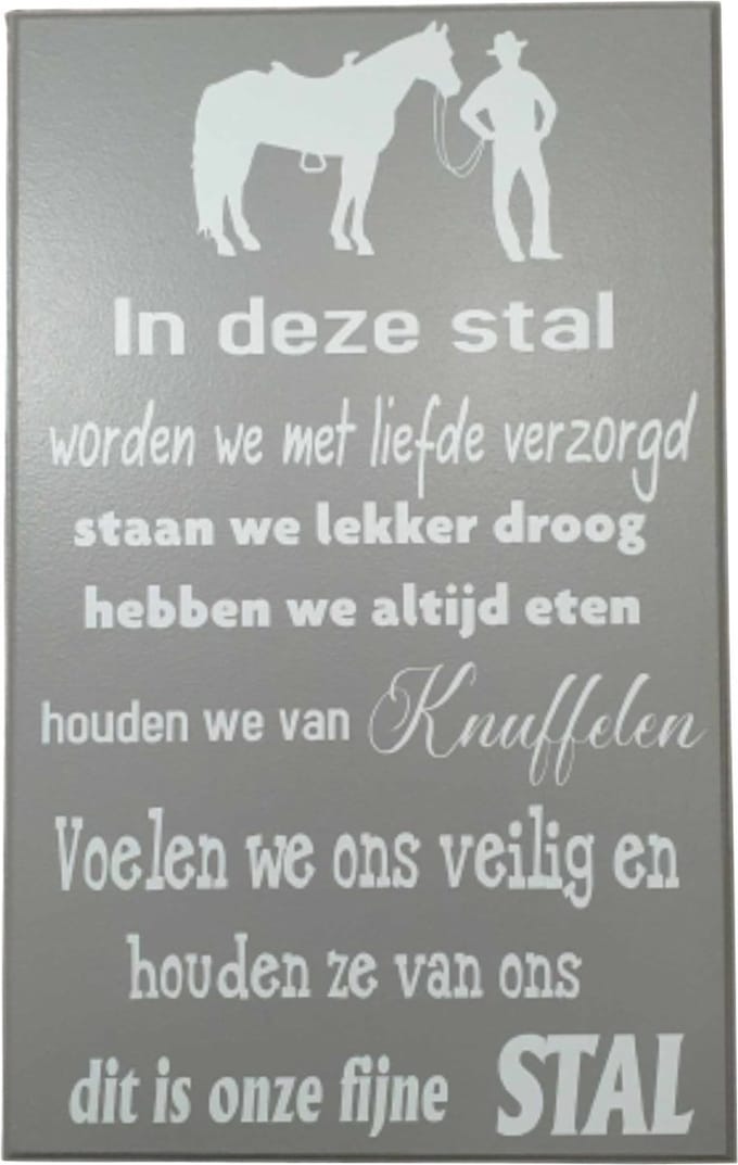 Spreuke - tekst bord in deze stal - paarden - wall art