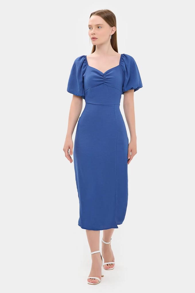 Sweetheart Hals Midi Jurk met een Zijsplit