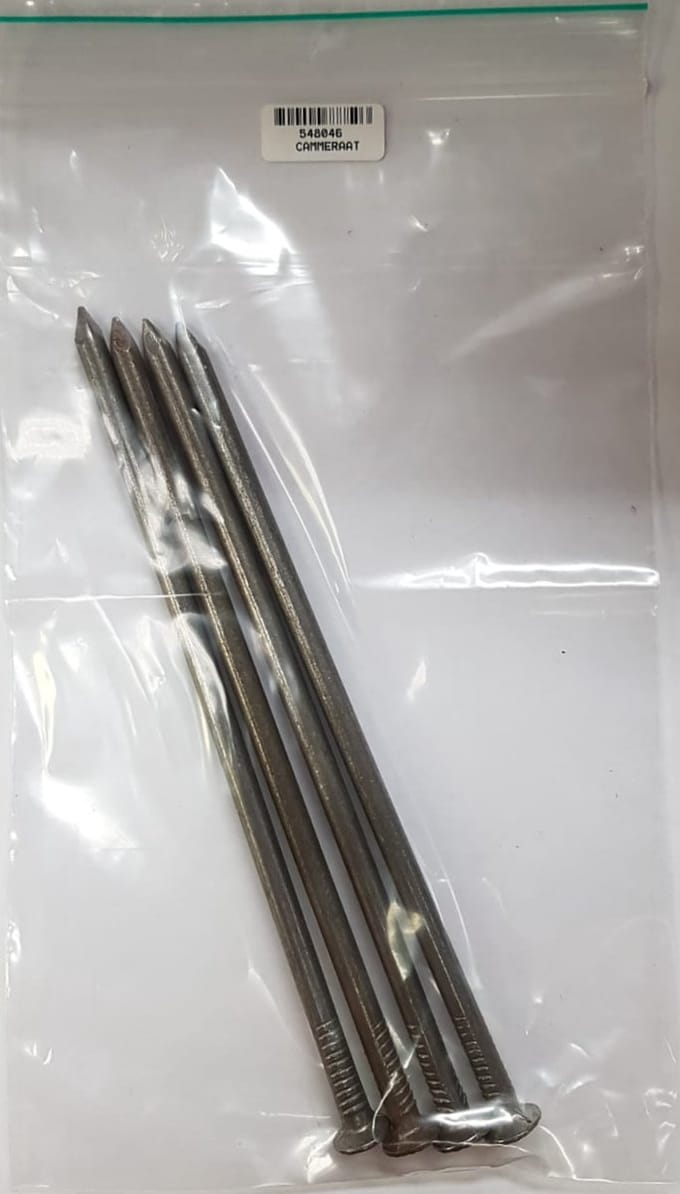 Spijkers blank – ruitkop – 7,0x200 mm – blank staal – 4 stuks – 250 gram