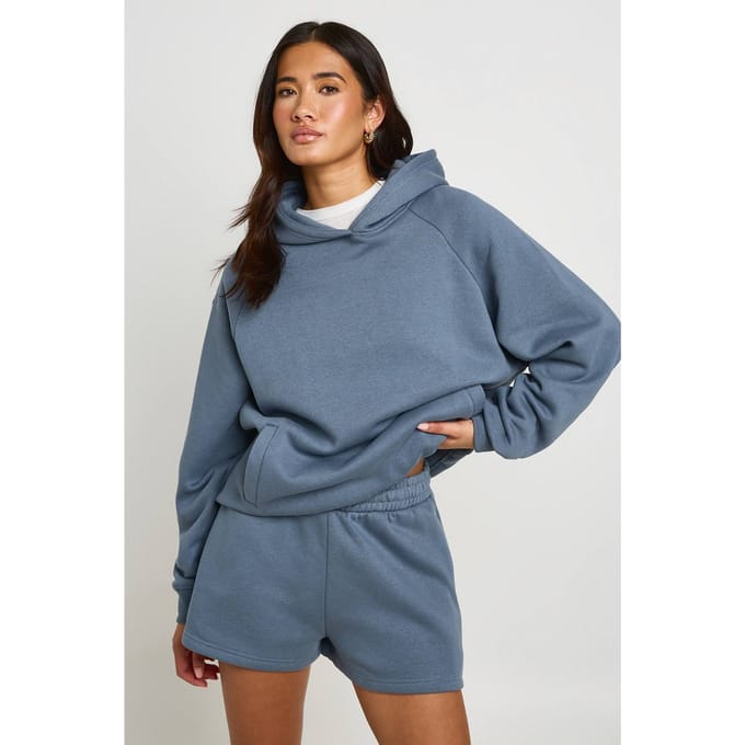 boohoo Dames Hoge Taille Sweatshort Met Interne Trekkoord | Leisteen | Maat: Medium