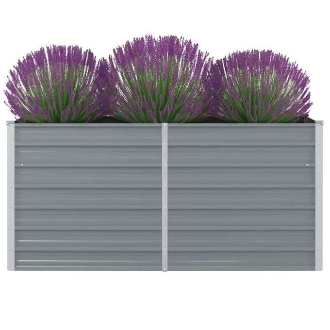 vidaXL - Plantenbak - verhoogd - 160x80x77 - cm - gegalvaniseerd - staal - grijs