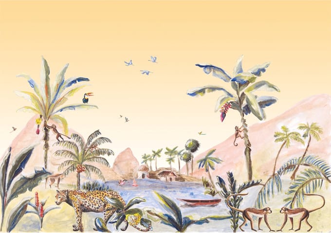Behang staal Jungle Landscape
