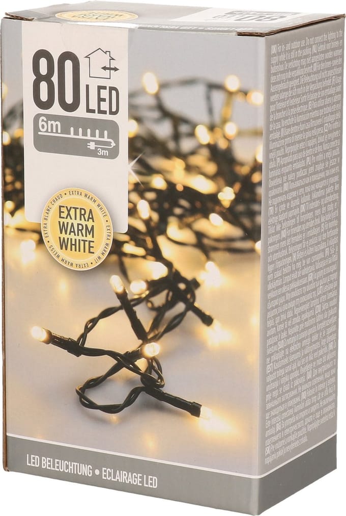 Kerstverlichting - Warm wit - Buiten - 6m - 80 lampjes - Kerstlampjes/kerstlichtjes